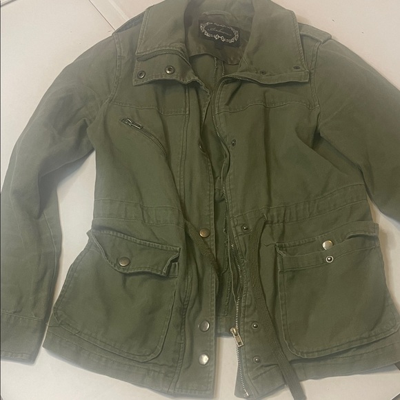 Ambiance Jackets & Blazers - Ambiance Olive Green Jean Jacket